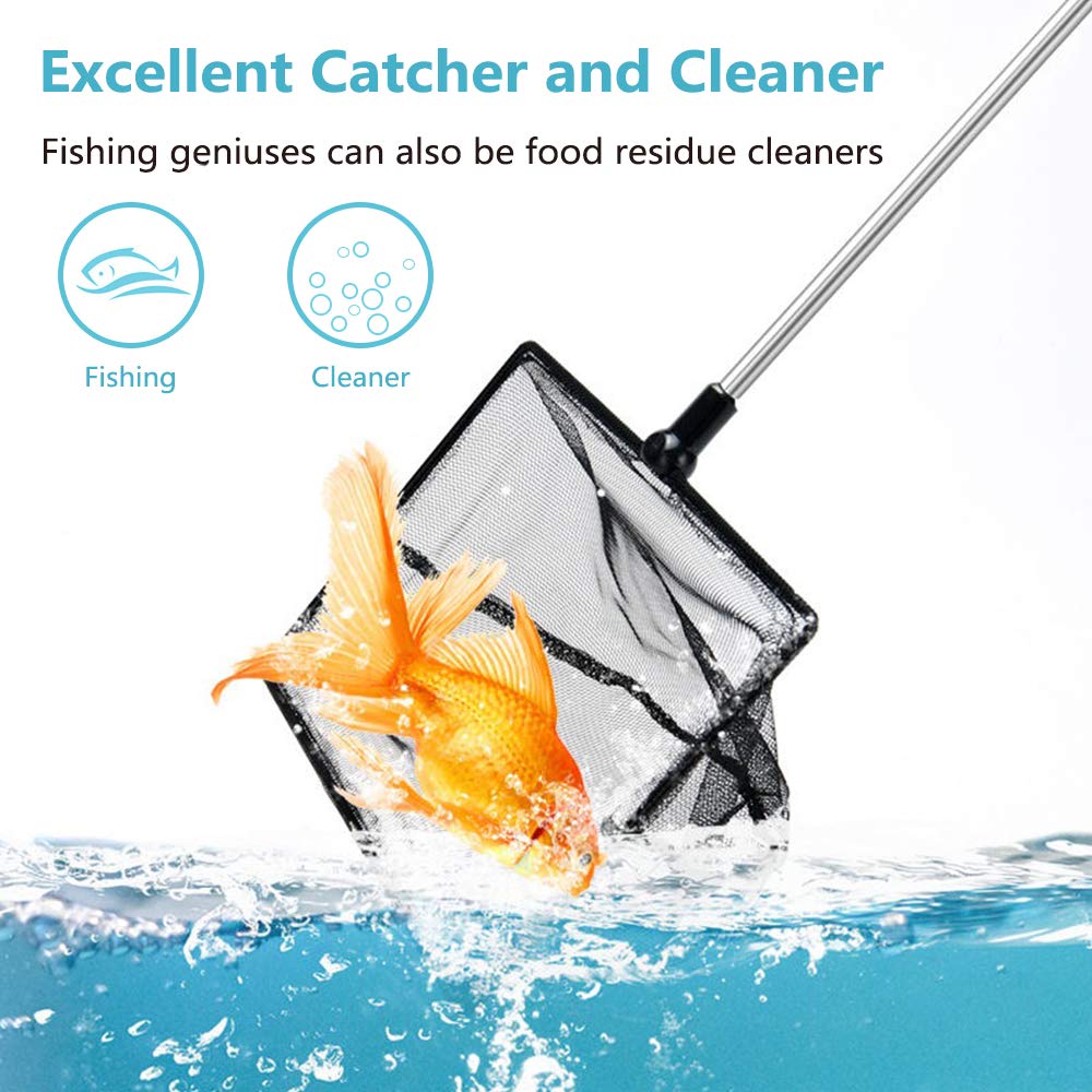 3 Inch Telescopic Aquarium Net Fine Mesh Small Fishnet with Extendable Stainless Steel Handle