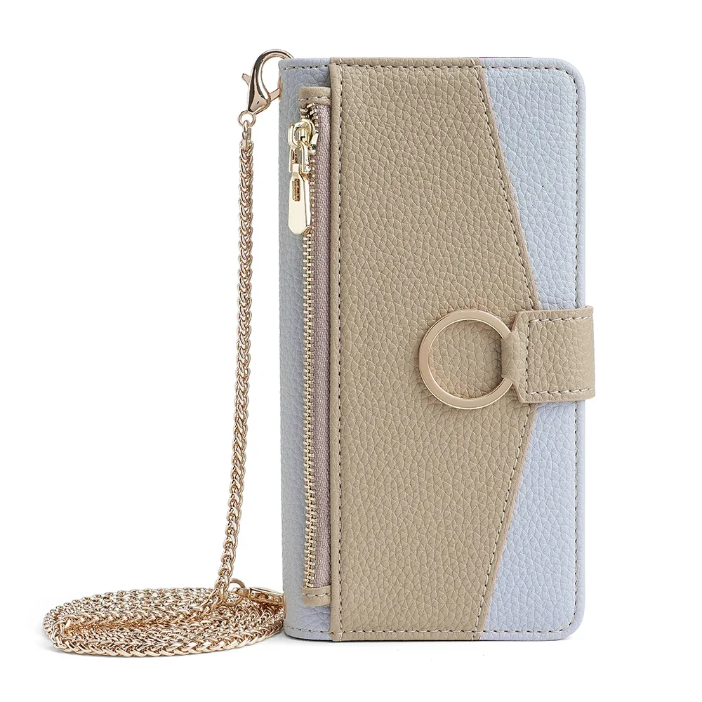 Redmi Note 13 Pro Crossbody Phone Case for Xiaomi Redmi Note 13 13R Pro Plus 13C 5G Poco X6 M6 Pro Wallet Case with Metal Chain: Neoprene / Blue