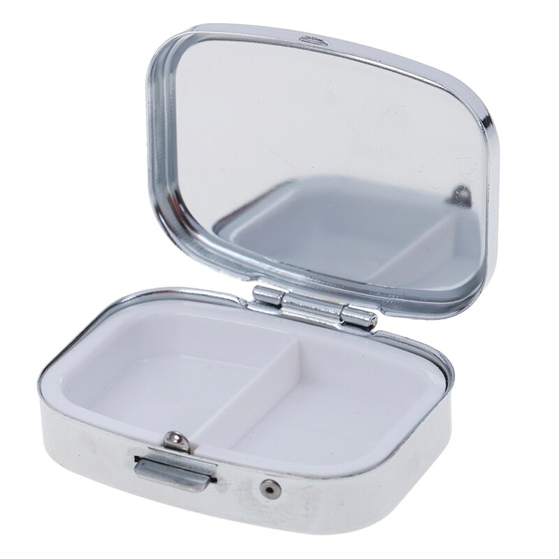 Rechthoekige Pill Cases Splitters Zilver Tablet Pillendoosje Container Geneeskunde Case Metalen Houder Geneeskunde 1Pc Kleine Metalen Ronde