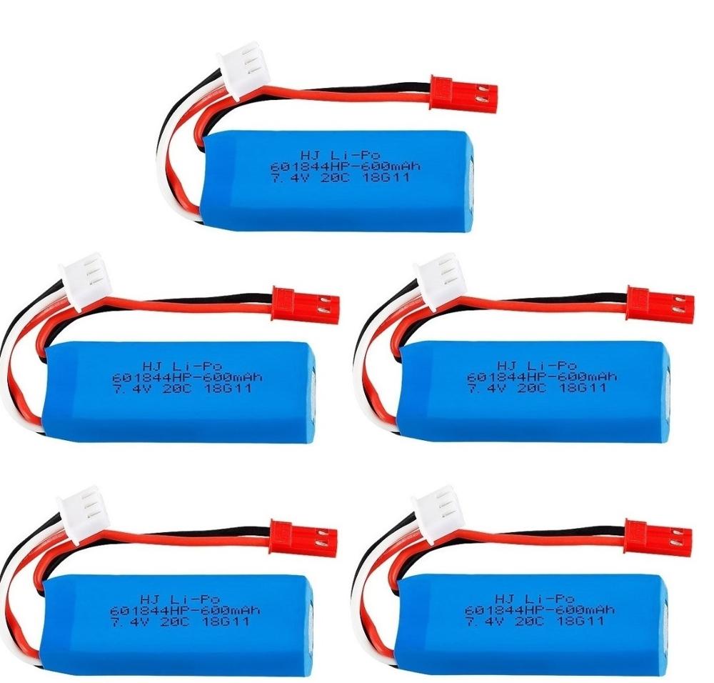 Original 7.4V 450mAh 20C Lipo Battery for WLtoys K969 K979 K989 K999 P929 P939 RC Car Parts 2s 7.4v Battery 5pcs/lots: 5pcs battery