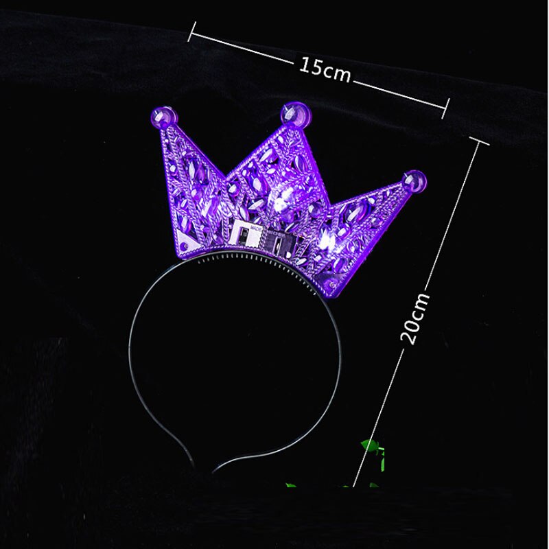 Colorful Princess Tiara Crown LED Flashing Headband Kids Adult Light Up Birthday Rave Glow Party Year Christmas Xmas Navidad: hollow out purple