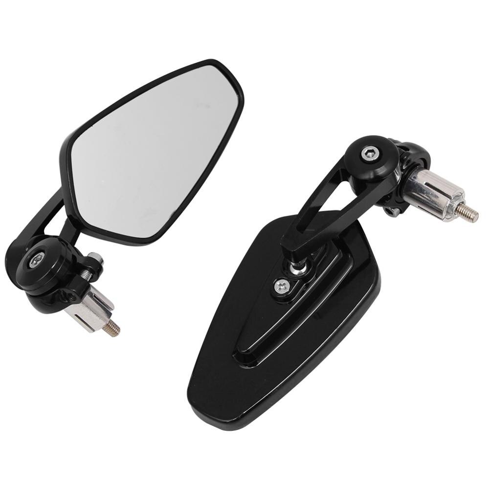 7/8" 22mm Universal Motorcycle Aluminum Rear View Black Handle Bar End Side Rearview Mirrors For Honda Cafe Racer