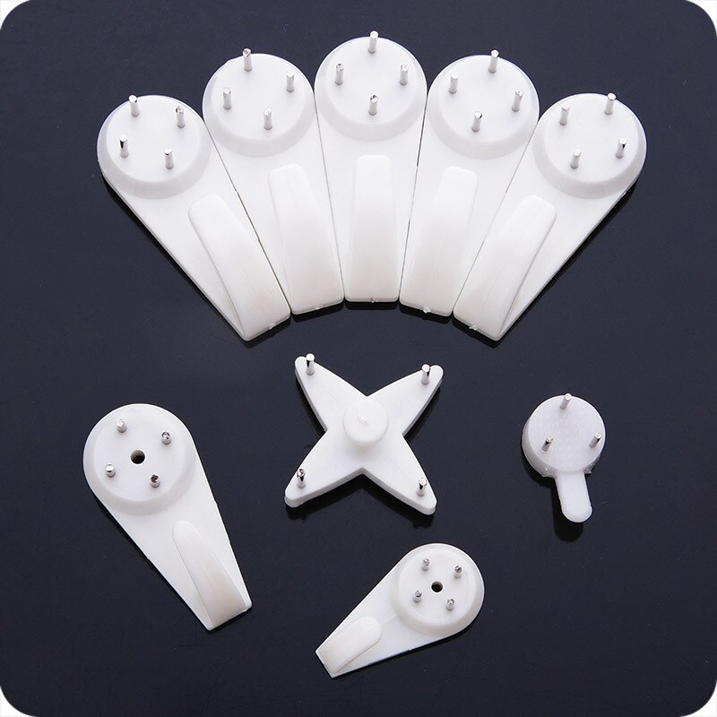 10pcs Seamless Nail White Plastic Invisible Wall Mount Photo Picture Frame Nail Hook Hanger Hard Picture Frame Wall Hooks