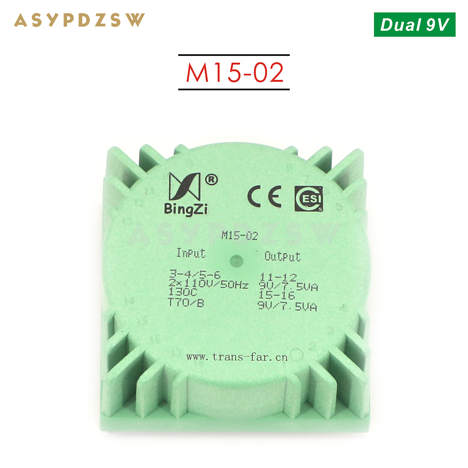 M15 AC 110x2 IN 15VA Epoxidversiegelter Topf-Ringkerntransformator 15W AC 9V ---- 24V (optional): Transparent