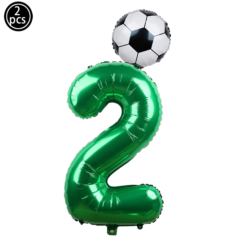 2pcs/lot 32inch Green Number Foil Ballons 18inch Soccer Helium Ballons Football Soccer Birthday Parti Sports Themed Party Decors