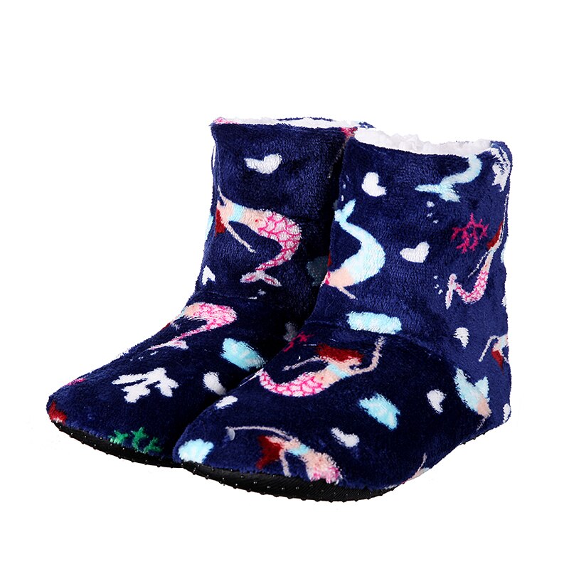 Glglgege Fish Women Shoes Winter Fish Slippers Lady Slip On Plush Keep Warm Indoor Slippers Multi-color optional: Deep Blue / 37