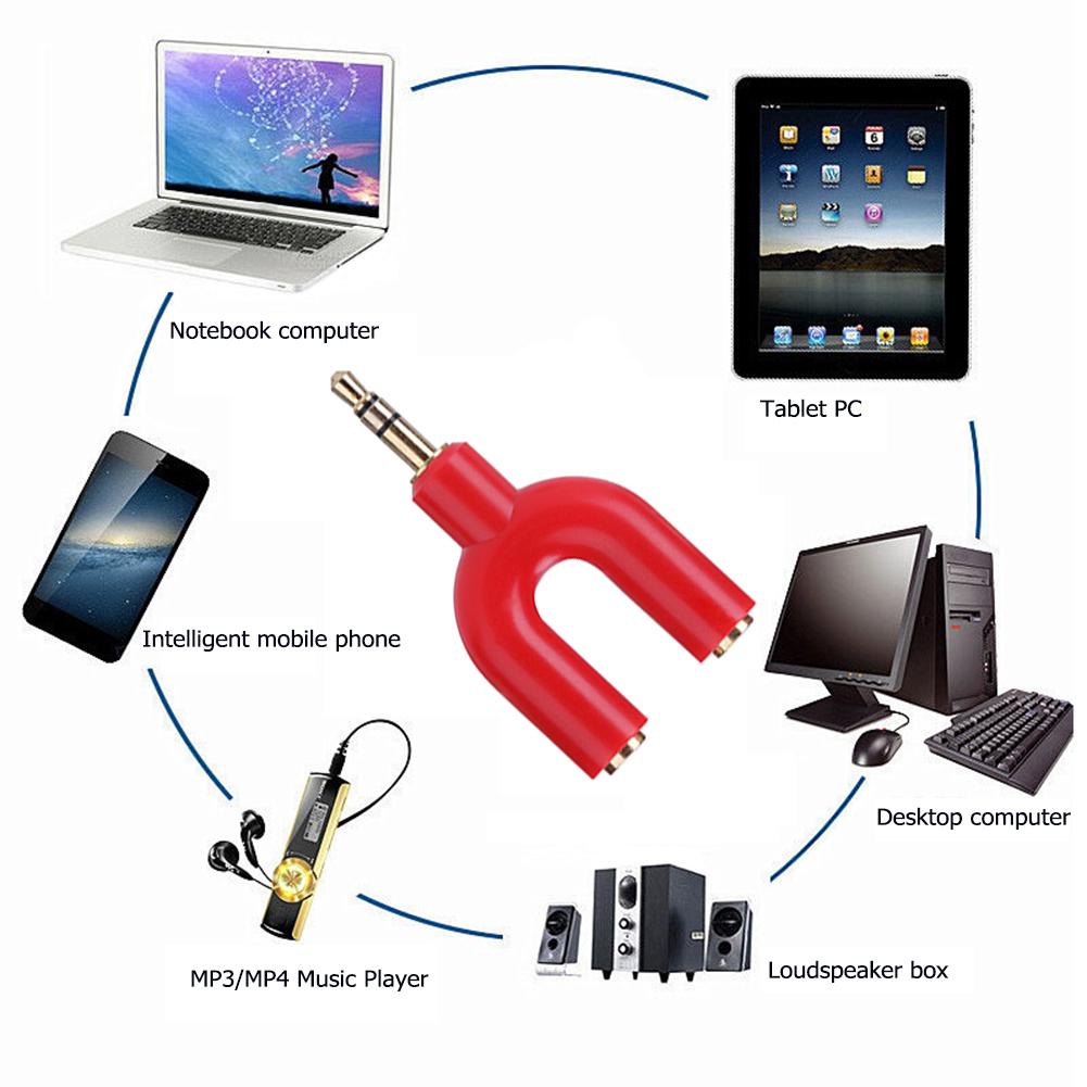 3.5mm Extension Earphone Headset Audio Splitter 1 Male to 2 Female Cable Adapter Portable Metal+Plastics Converter Connector