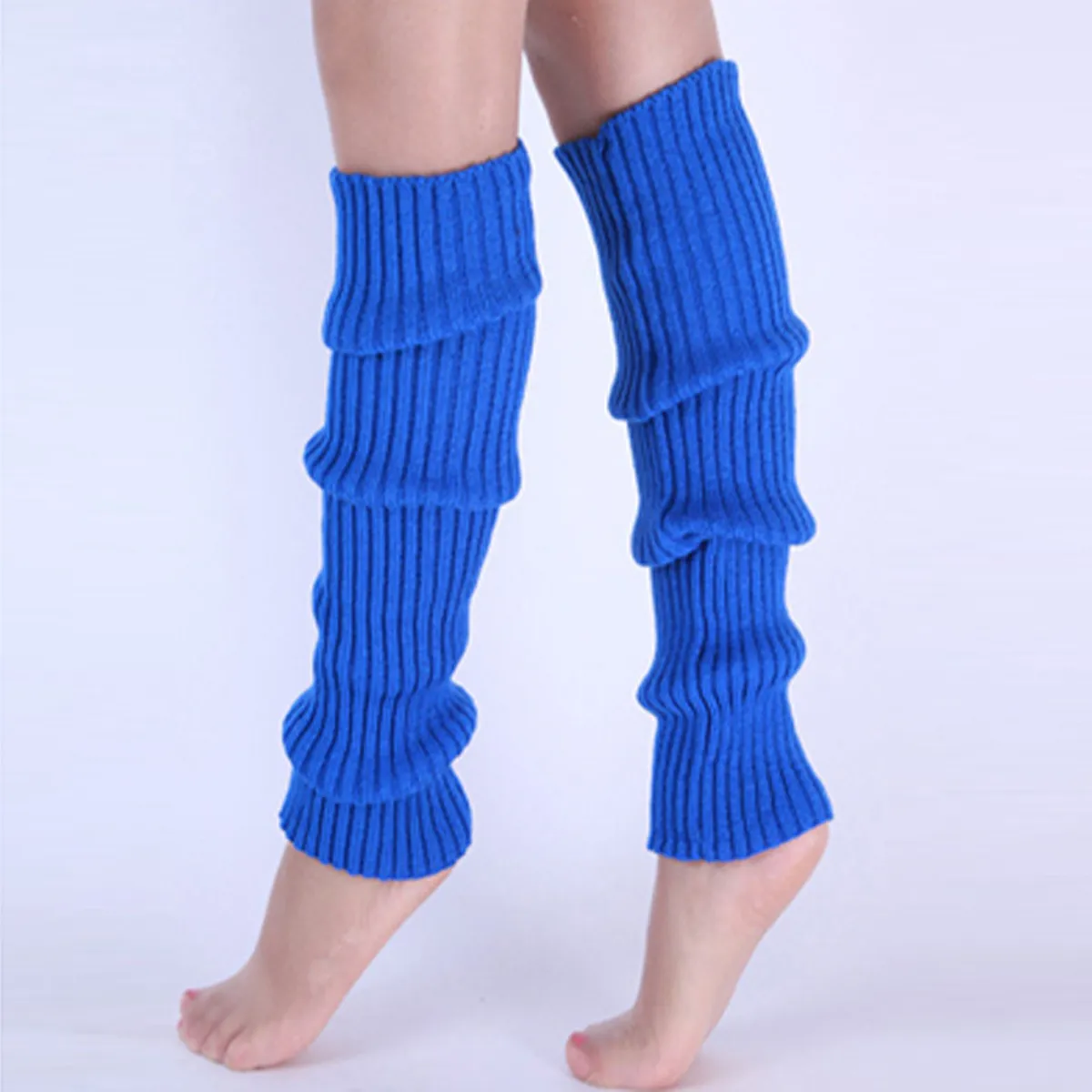 Clássico Knit Leg Warmers, Rib-Knit Joelho-High Leg Warmer Socks, meias das mulheres e meias