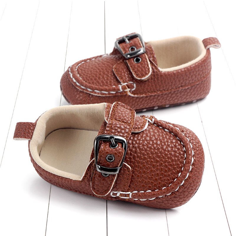 Läder mockasin för baby pojke spädbarn prewalking skor svart loafer skor småbarn första steg skor baby skor