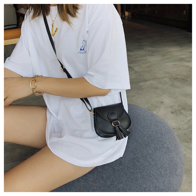 Dames sleutel portemonnees pu schouder mini tas dames crossbody satchel tote effen mini handtassen met kwastjes