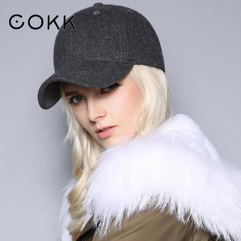 COKK-Casquette de Baseball en laine | Casquette pour femmes hommes, Snapback d'hiver pour femmes unisexe chapeau de papa femme épais Gorras os homme