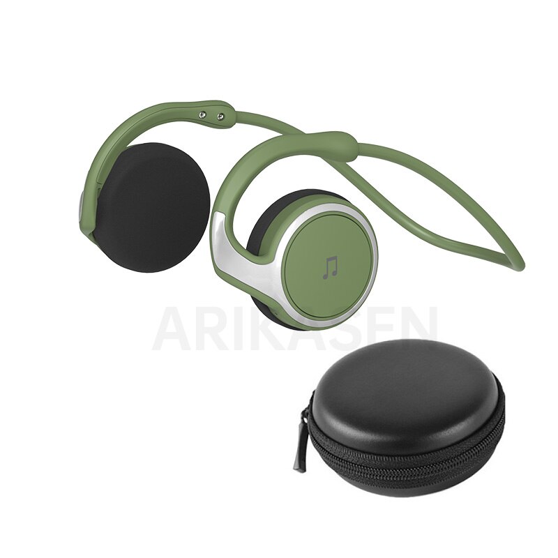 A6 Bluetooth 5.0 Hoofdtelefoon Sport Running Draadloze Koptelefoon Comfortabele 11 Uur Muziek Draagbare Bluetooth Headset Met Microfoon Case: Green with Bag