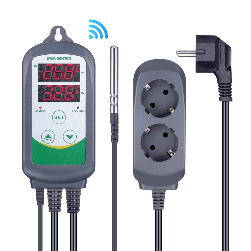 INKBIRD-controlador de temperatura de refrigeración, termostato regulador para invernadero, elaboración casera, enchufe de la UE, WIFI, ITC-308 y 308