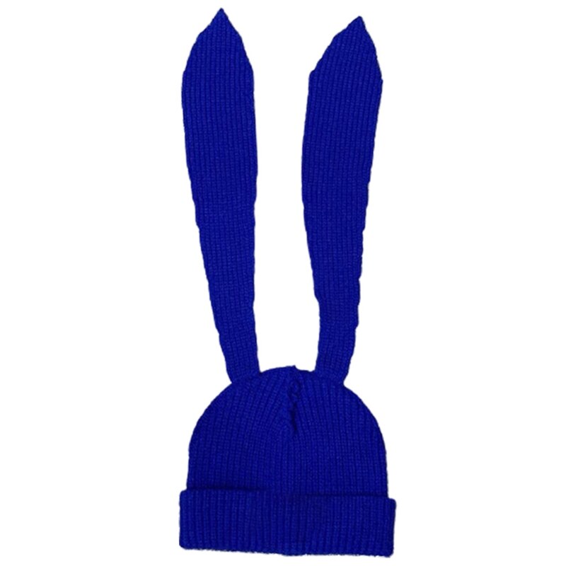 Easter Bunny Hat Rabbit Ears Costume Funny Party Favors Hats Easter Decorations Thicken Knitted Caps for Women Winter: Blue