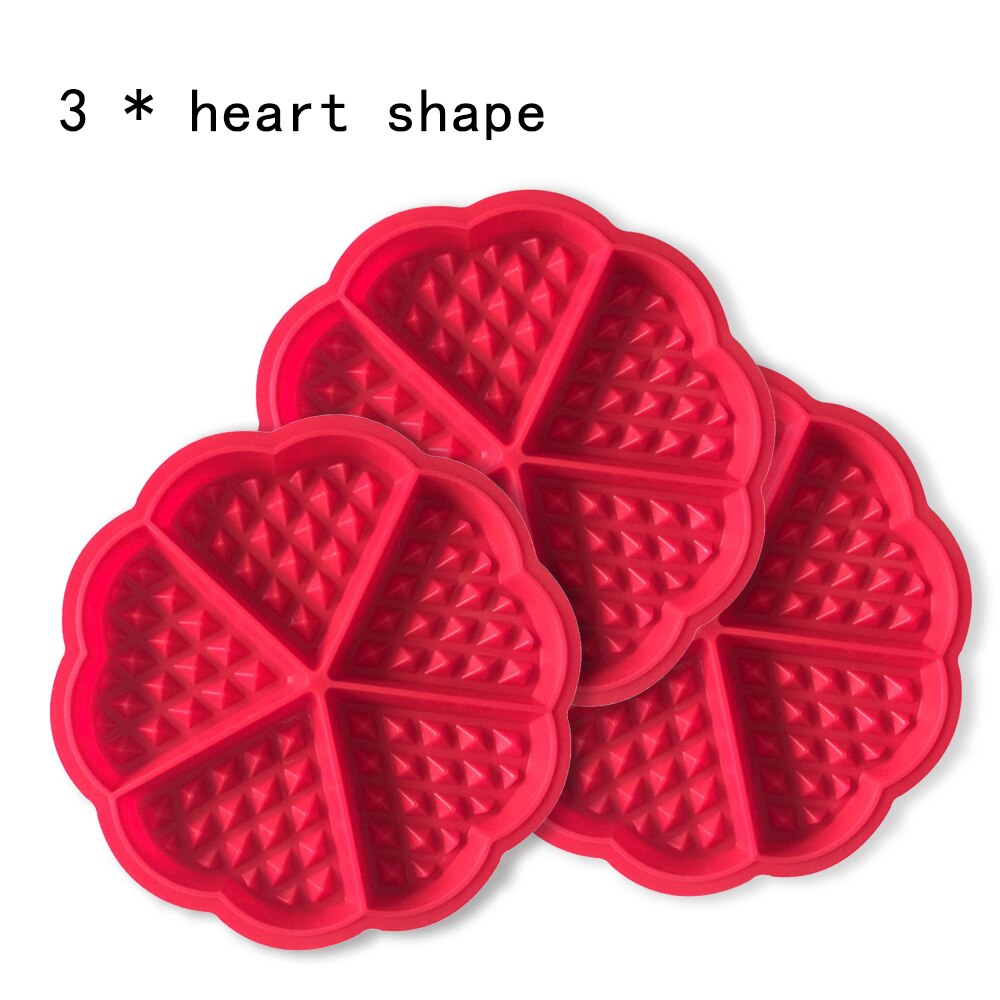 Silicone Cake Molds Bakeware Non-Stick Baking Pastry Tools DIY Pan Waffle Chiffon Jelly Pudding Mousse Red Kitchen accessories: 3PCS-set