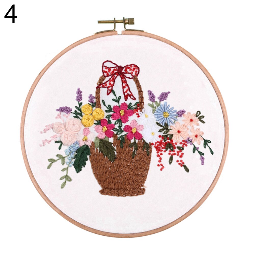 SALES! DIY Flower Hand Letter Pattern Needlework Embroidery Starter Cloth Thread Kit: 4