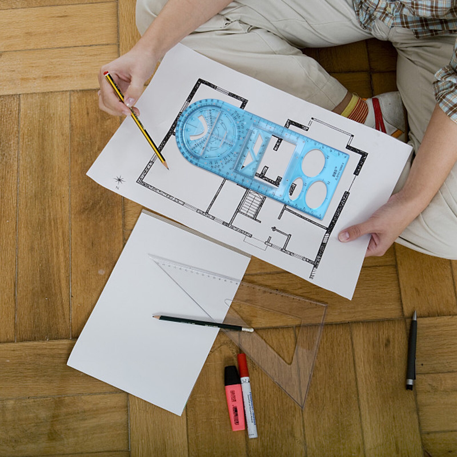 Architecture Drawing Measuring Tools for School Office Supplies Multifunctional Geometric Ruler School