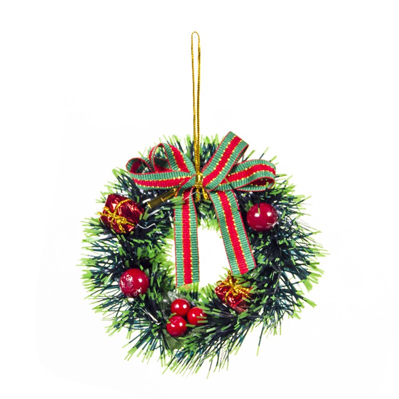 Jul lille krans xmas mini snemand santa juletræ pedant år dørpynt dekorationer til hjemmet: E