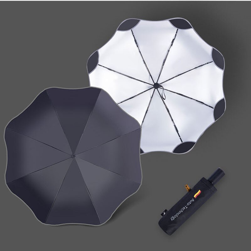 Automatische Paraplu 3 Vouwen Mannelijke Vrouwelijke Parasol Anti-Uv Parasol Regen Vrouwen Winddicht Luxe Zakelijke