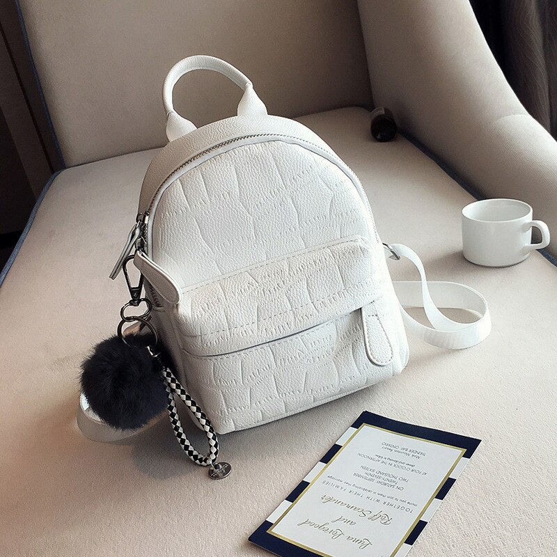 Female White Back Pack Black Backpacks Mini Backpacks Women PU Leather Cute Small Backpack For Teen Girls Bagpack Woman: B2