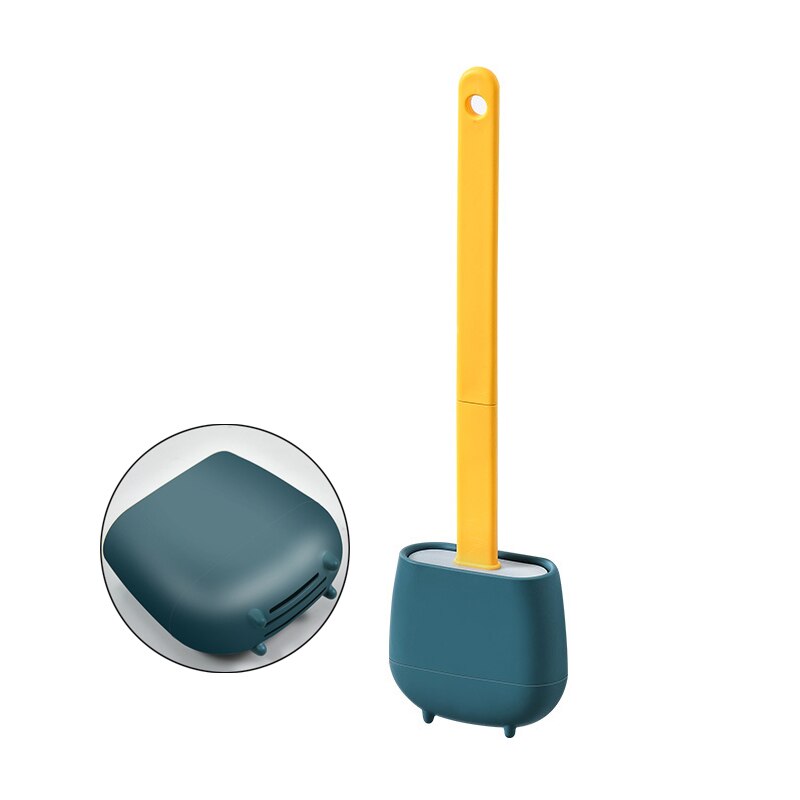 Brosse de toilette en Silicone Durable, Golf brosse de toilette créative à Long manche, brosse de nettoyage sans impasse, outil domestique, accessoires de salle de bain: Yellow(Drain)