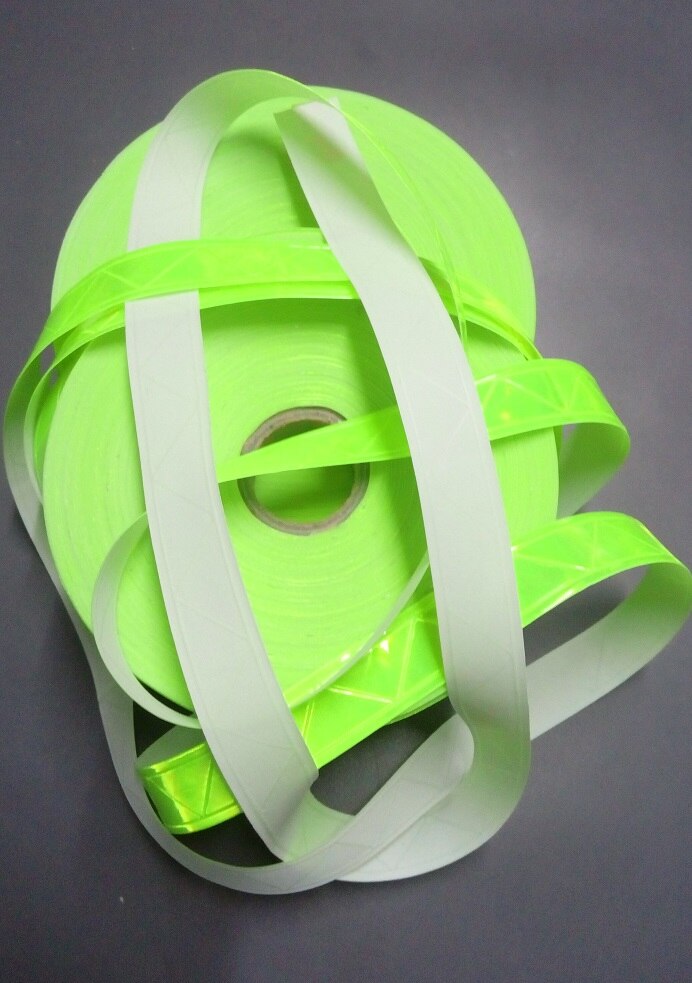 Tira de advertencia reflectante de PVC de 2,5 cm * 1M, Material auxiliar para ropa, cinta reflectante fluorescente para tráfico de carretera