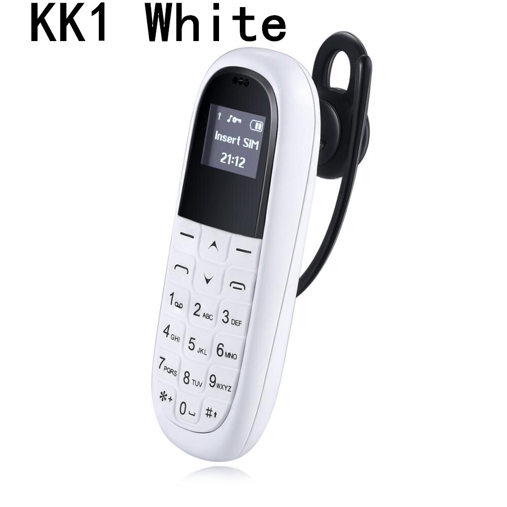 Mini Pocket Mobiele Telefoon Aeku KK1 KK2 0.66Inch Draadloze Bluetooth Dialer Kleinste Mobiele Telefoon Magic Voice Russische Toetsenbord: English Keyboard / White KK1