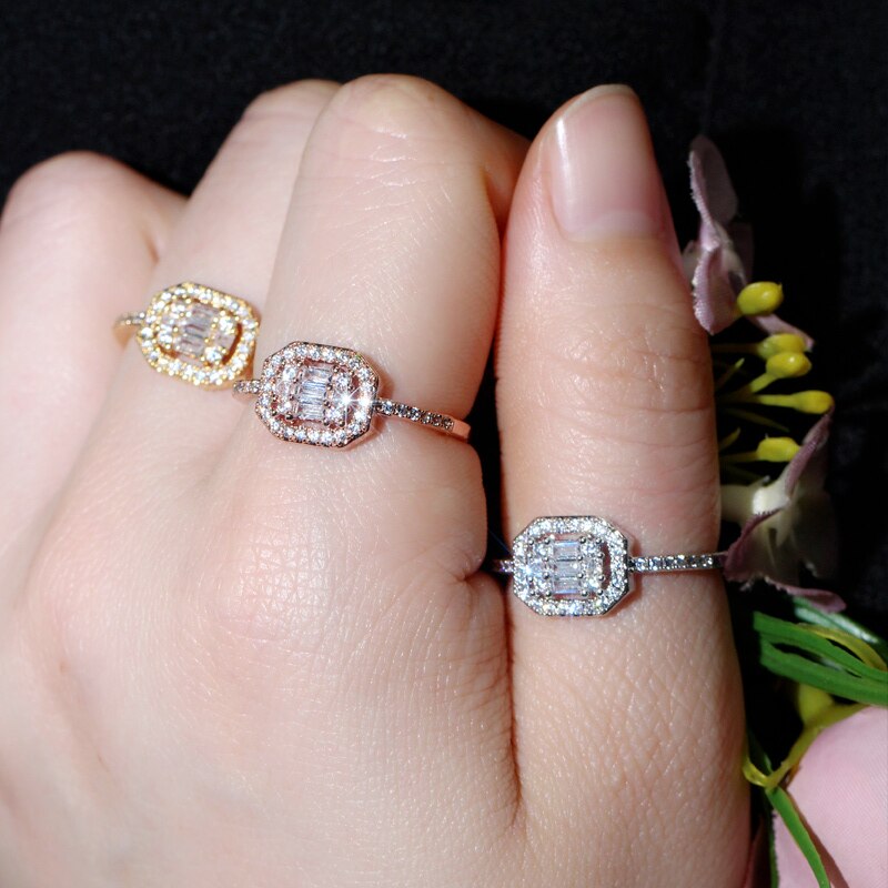Cwwzircons erittäin kiiltävä kuutio zirkonia tasoittaa rakkaus ruusukulta sormukset naisille kihlasormukset häänauha boho korut  r159