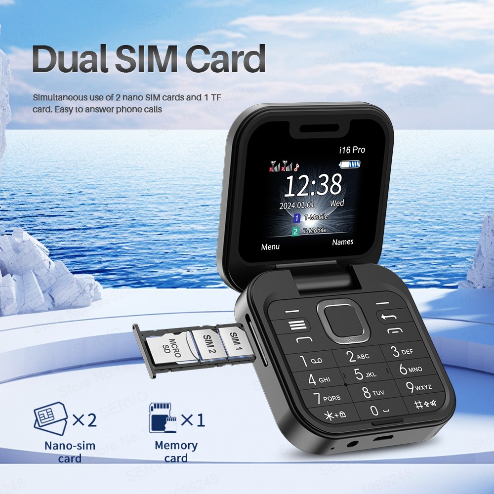 SERVO 2024 Neues Mini-kippen-praktisch FM-Radio Magie Stimme schwarze Liste Geschwindigkeit wählen Vibration 2 SIM-Karte Kleines Anzeige faltbares Telefon