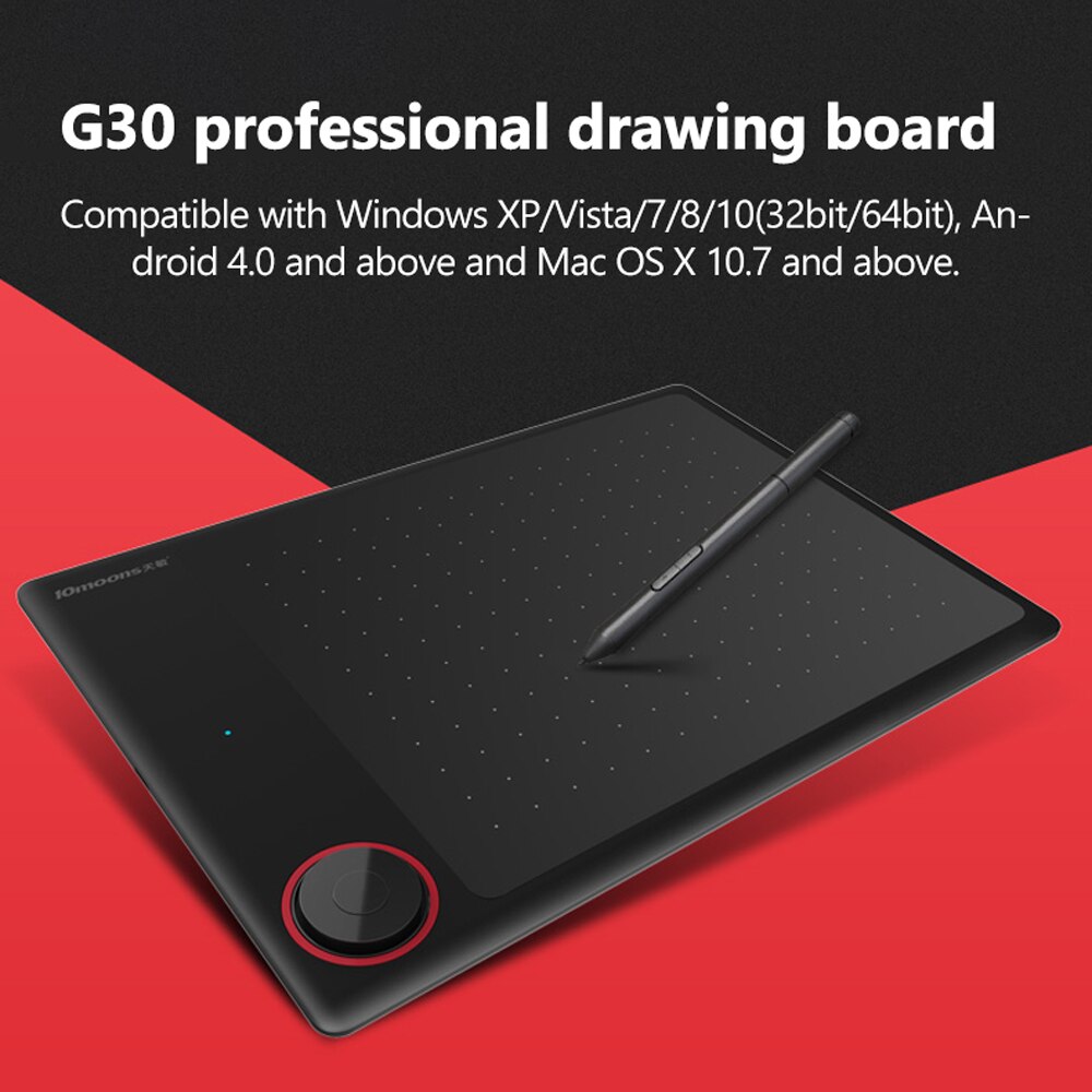 10moons G30 Graphic Tablet 8192 Levels Digital Drawing Tablet with Pen Multifunctional Ultralight Grafische Tablet