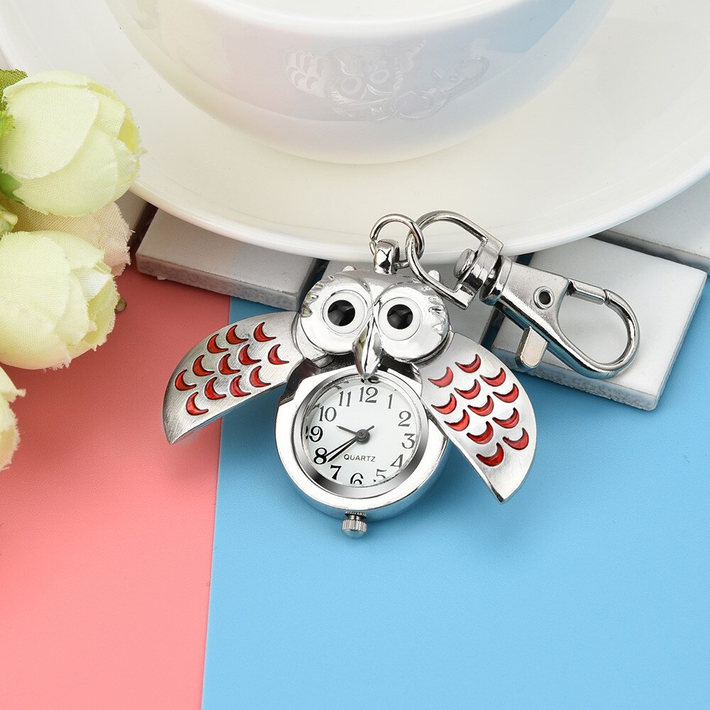 Petites montres à gousset, horloge rétro à quartz, magnifique porte-clés de dessin animé mignon, montre de poche hibou, relogio feminino saat watch *a