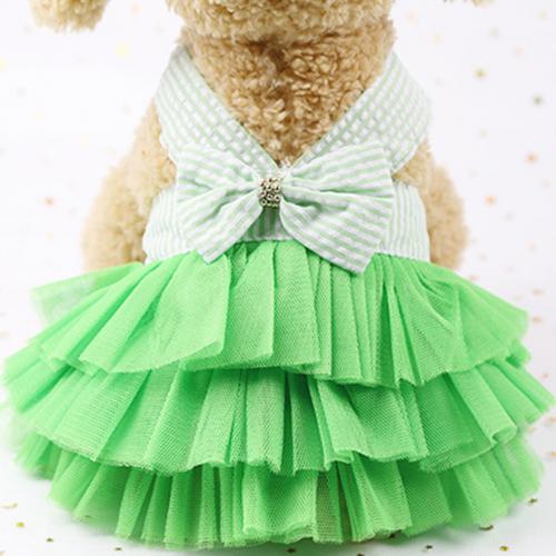 Summer Pet Dog Princess Strap Skirt Puppy Wedding Birthday Party Clothing Dress: Green / XL