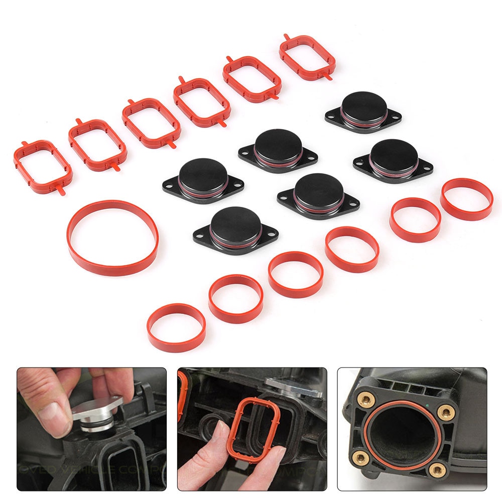 6Pcs 33mm Plugs With Intake Manifold Gasket For BMW M57 E39 E60 Swirl Blank Flap Repair Fix Delete Kit With Intake Gasket