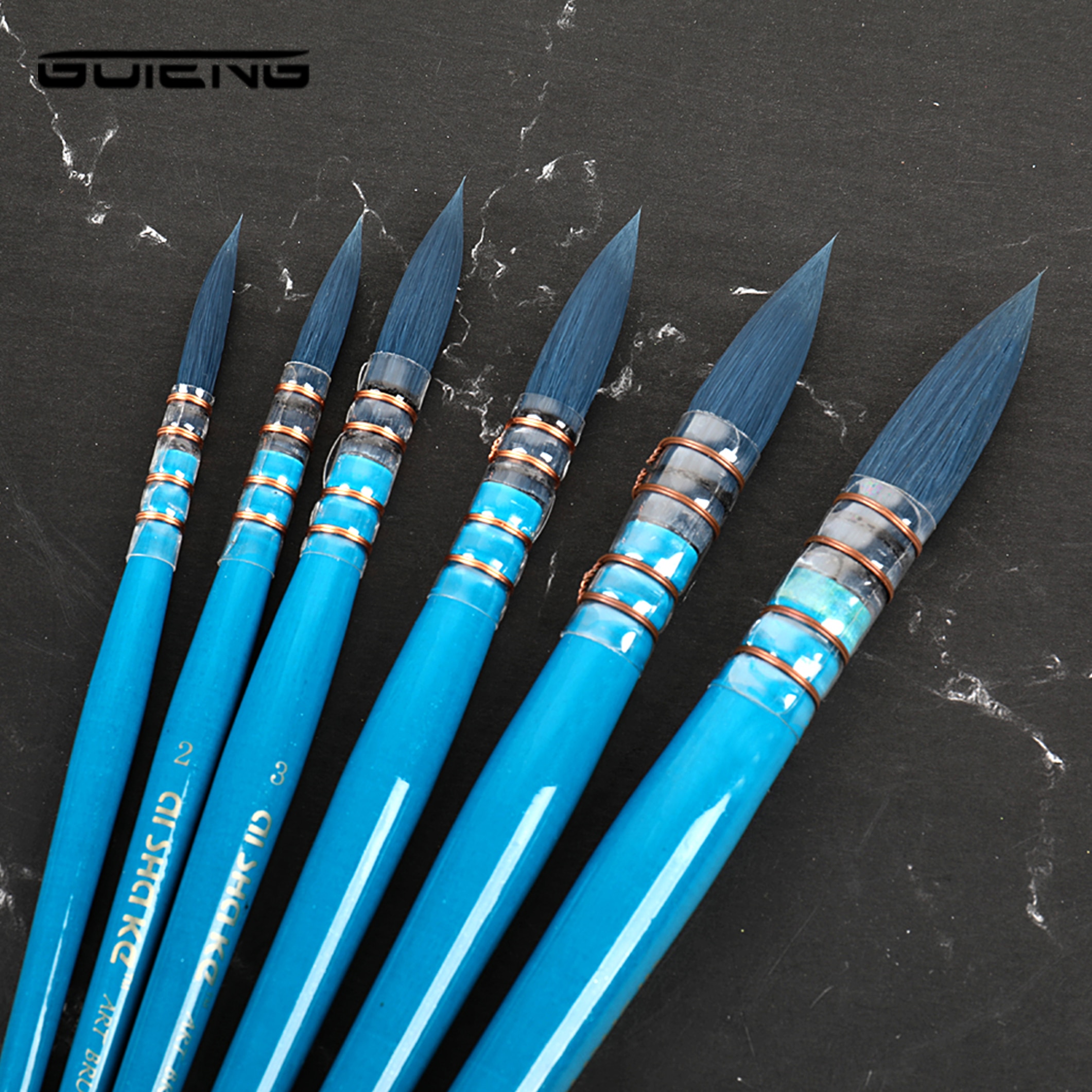 Pinceau d'écriture en bois bleu pour artiste pinceau aquarelle Style français pinceaux de peinture pointus pour fournitures d'art aquarelle