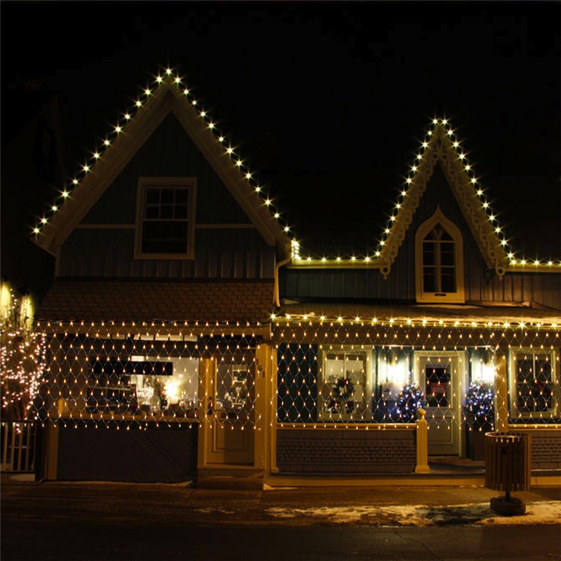 1.5MX1.5M 2x3M 4x6M guirlandes de noël LED chaîne filet de noël lumières fée fête de noël jardin décoration de mariage rideaux lumières