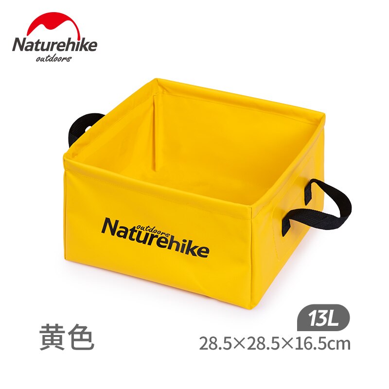 Naturehike Outdoor collapsible square bucket large capacity portable storage bucket home travel bucket: Yellow 13L
