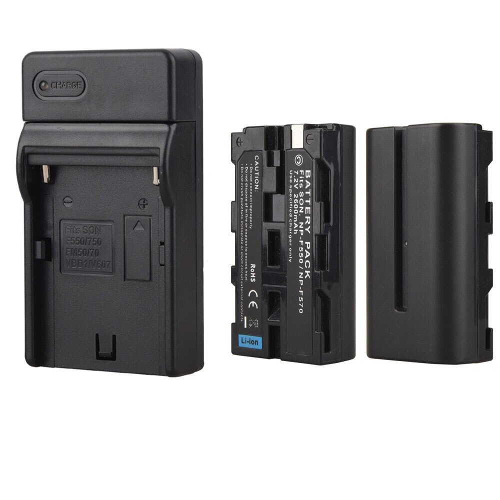2x 2600mAh NP-F550 NP-F570 Rechargeable Camera Batteries + Charger for Sony NP-F550 NP-F570 Digital Video Cameras