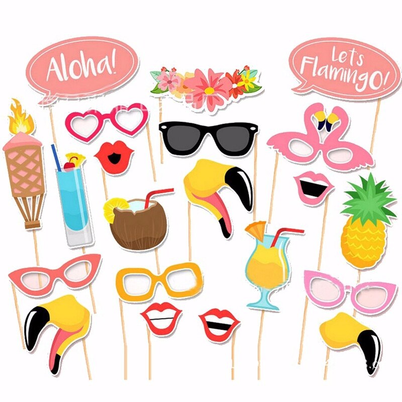 Accesorios de fotomatón de flamenco rosa, piña Tropical, boda, despedida de soltera, hawaiana, decoraciones de cumpleaños