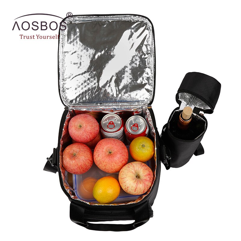Aosbos Portable sac à bandoulière isotherme thermique sacs fourre-tout grands sacs de stockage de nourriture pour voyage adultes solide pique-nique sac à déjeuner