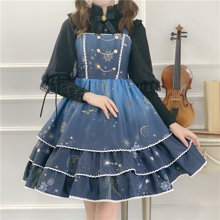 Vestido de tirantes estilo lolita, estilo japonés, estilo lolita, estilo jsk, estilo princesa dulce, estilo retro, para fiesta de té.: Default Title