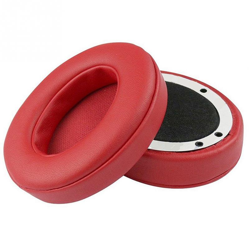 2 st utbytesöronkuddar pu läder öron kudde för beats by dre 2.0 studio trådlös svart vit 95 x 75mm #05: Röd