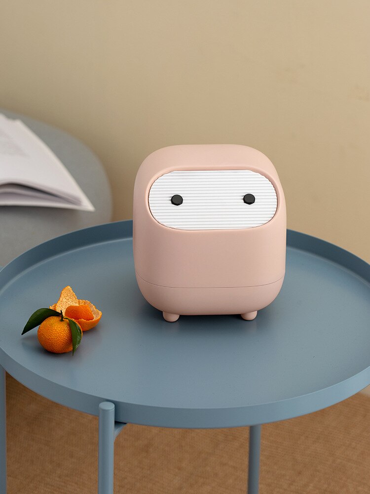 Papelera para escritorio para oficina, mesa de café, cocina, Cubo de basura pequeña, cubo de basura de plástico bonito, tapa para agitar, prensa de cesta de papel pequeña