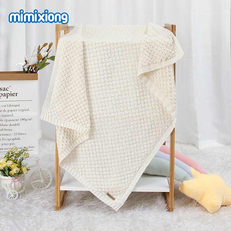 Ins pure color knitting blanket for boys and girls: White