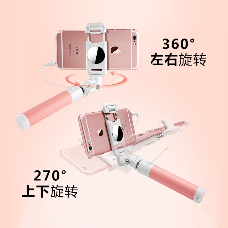 Selfie Stick 670mm Cable Remote Control Self-portrait Monopod Extendable Selfie Handheld Stick for iPhone for Android