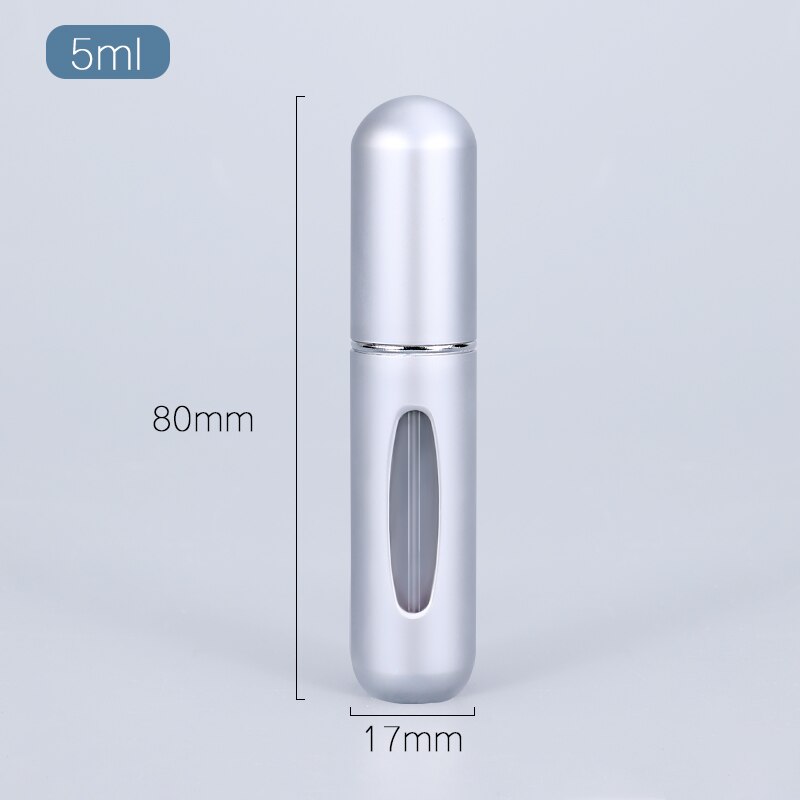 Mini bouteille rechargeable de 5ML, atomiseur Portable en aluminium, pour voyage, échantillon de parfum, pulvérisateur, conteneur cosmétique, 1 pièce: Sub Silver