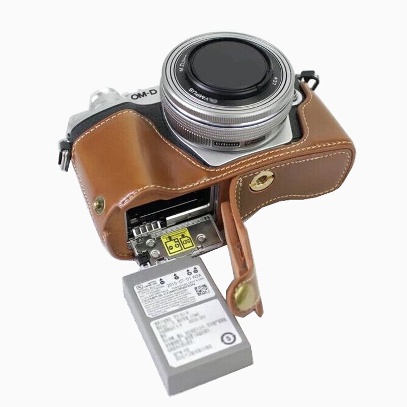 PU Leather case Half Body Camera cover tas Voor Olympus E-M10II EM10 III E-M10 MarkIII E-M10 II hard case Met batterij Opening