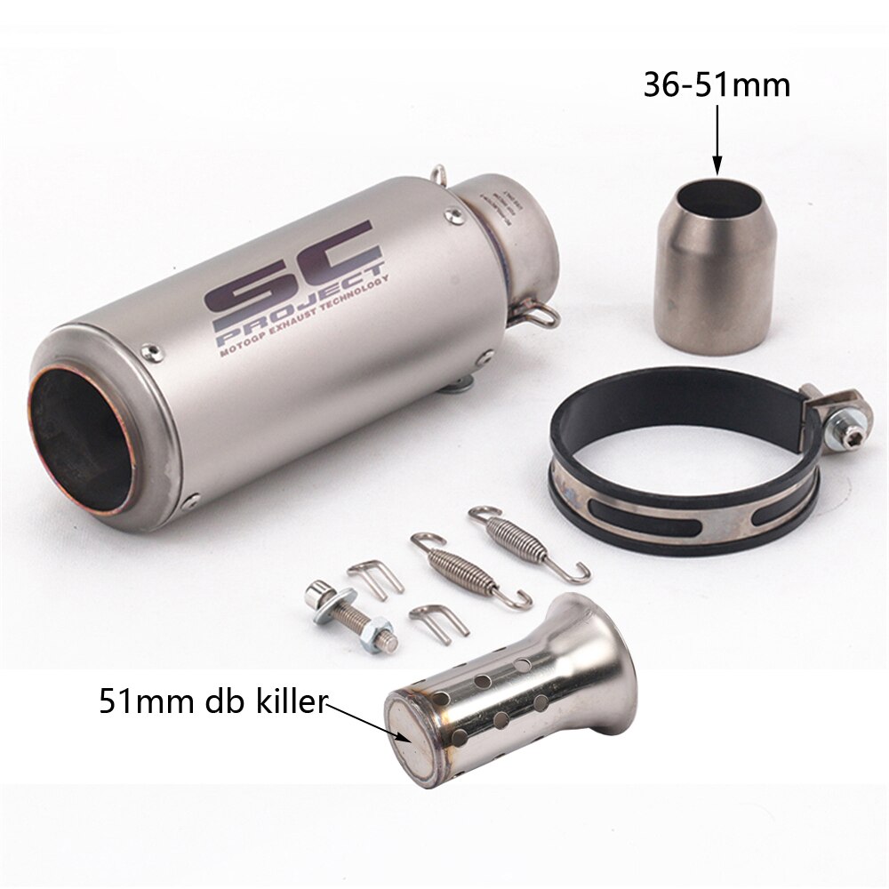 51mm 61mm Motorcycle Exhaust Pipe SC Racing Project Escape Moto Muffler For Pit Bike Cafe Racer pcx r6 z900 mt07 g310gs er6n fz6: A-51mm