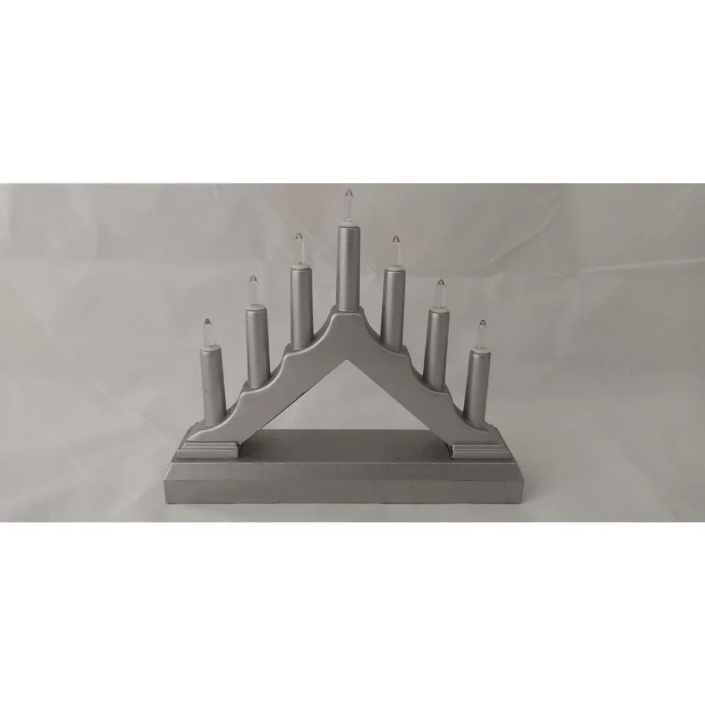 Electric wood Menorah, LED Candlestick 7 branchs, Jewish Sabbath Hanukkah Table Decoration