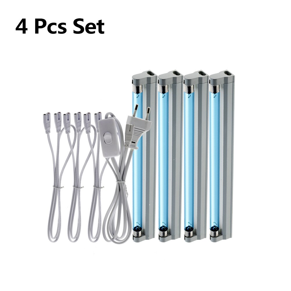 220V 110V Germicidal Light T5 Tube UVC Quartz Ultraviolet Lamps UV Sterilizer Kill Dust Mite UV Ozone Bactericidal Lamp for Home: 4pcs Set / 220V - EU Plug
