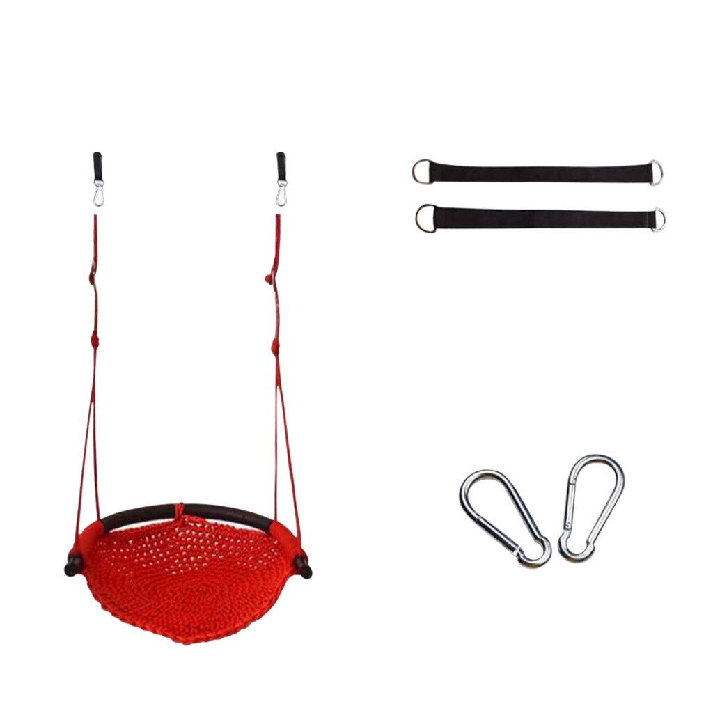 Kids Swing Seat Adjustable Ropes Heavy Duty Rope Play Children Swing Set: Red